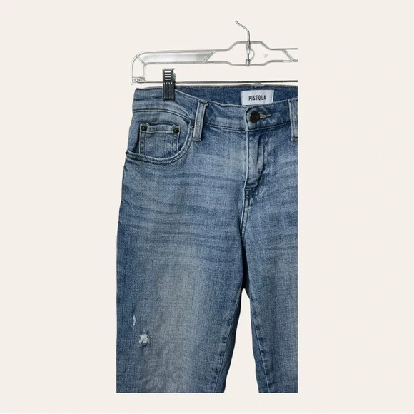 Women’s ANTHROPOLOGIE PISTOLA STRAIGHT LEG DENIM JEANS SIZE 25 LIGHT WASH COLOR - Picture 3 of 9